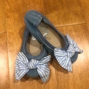 Denim Ballet Flats with bows